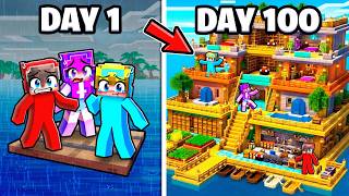 We Survived 100 Days on a RAFT in Minecraft!