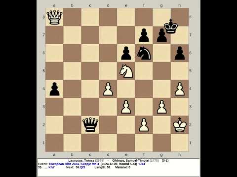 Laurusas, Tomas vs Ghimpu, Samuel Timotei | European Blitz Chess 2024, Skopje Macedonia