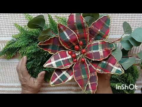 How to make a Christmas flower with Christmas ribbon...