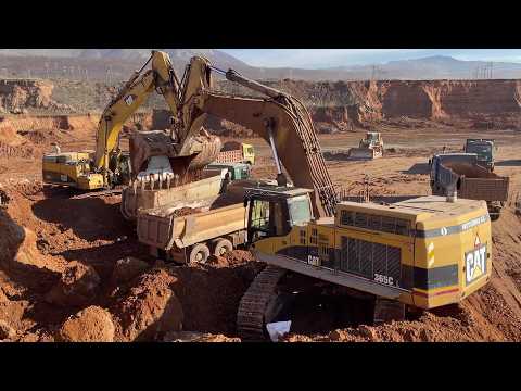 Caterpillar 365C Excavators & D6R Dozer in Giant Mine – Loading Overburden with Precision!