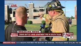 Crews battle south Tulsa apartment fire