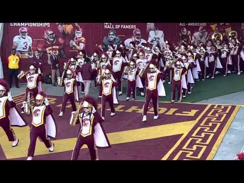 USC Trojan Marching Band coming out of the tunnel Los Angeles Memorial Colliseum 2022