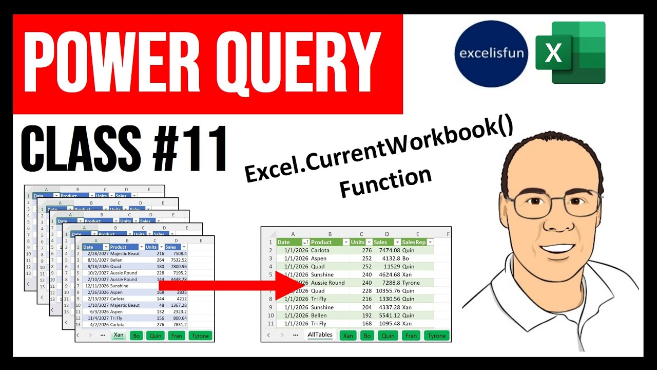 Power Query #11: Excel.CurrentWorkbook Power Query M Code Function