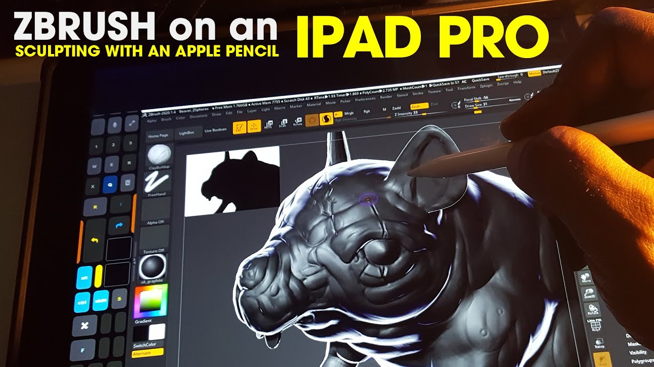 How to Sculpt in Zbrush 2020 on an iPad Pro with Apple Pencil, using Easy Canvas and Tablet Pro