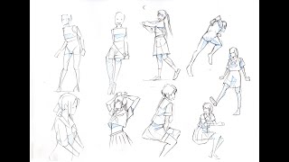  - 【初心者必見】全身を描くのが苦手な人は是非見てください。ウォーミングアップの簡単クロッキーにキャラクターを乗せる。【人体の描き方】