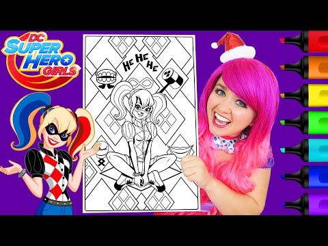 Coloring Harley Quinn DC Super Hero Girls Coloring Page Prismacolor Paint Markers | KiMMi THE CLOWN Video