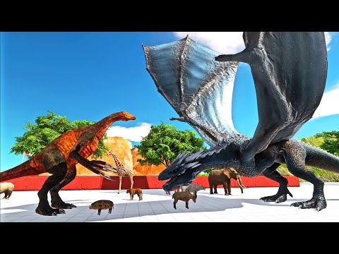 WHO WILL SURVIVE? ESCAPE from THERIZINOSAURUS CHASE RACE - Animal Revolt Battle Simulator ARBS