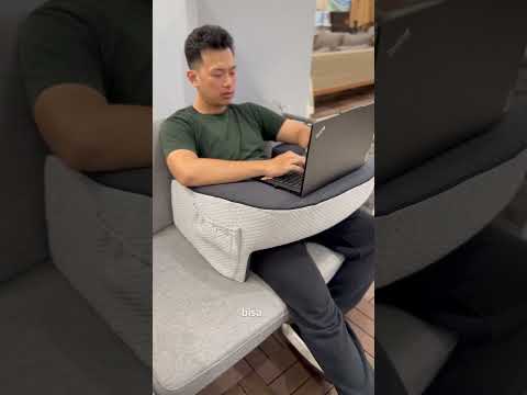Gambar Sleeplite 65x53x30 cm Bantal Sandaran Baca Multifungsi Memory Foam - Abu-abu/Hitam