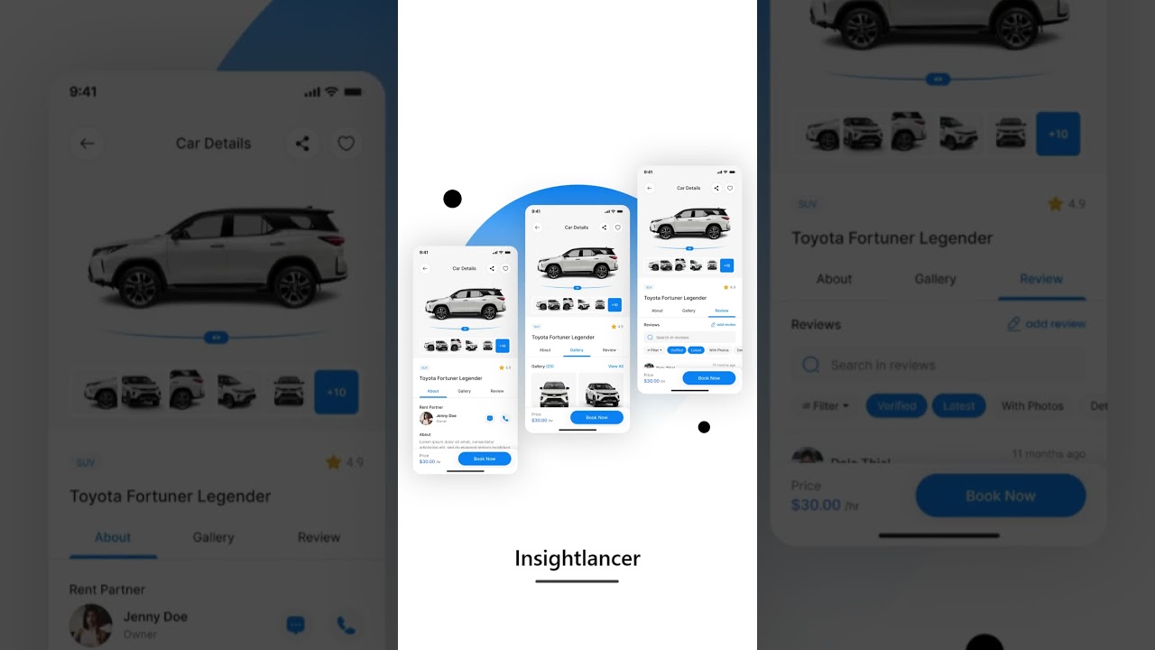 Car Rental App UI Design | Figma UIUX Design | App UI Design