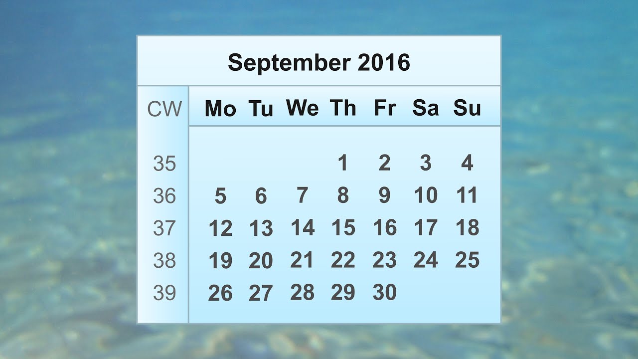September 2016 Calendar