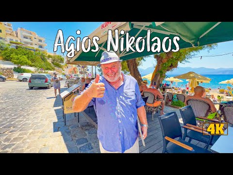 Agios Nikolaos Crete, walking tour 4k, Kreta, Greece travel guide