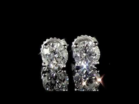 CGL Certified 2.00ct (TDW) Round Brilliant Cut Diamonds Stud Earrings