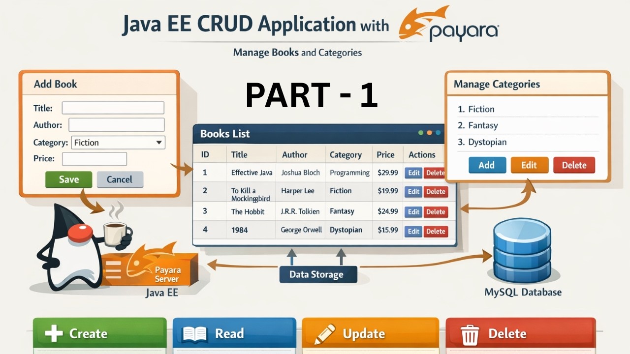 Library DB | PART 1 Simple basic crud using java ee (ejb,jsp,servlet,jpa) | JAVA EE basics