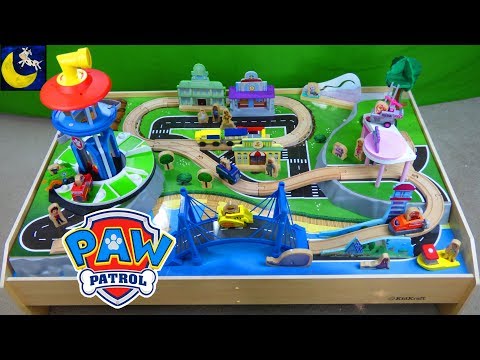 Paw Patrol Adventure Bay Play Table Look Out Tower Pups Kidcraft Wooden Train Tracks Table Playset