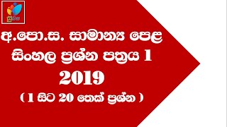 2019 O/L Sinhala MCQ Paper Part 1   2019 සාප