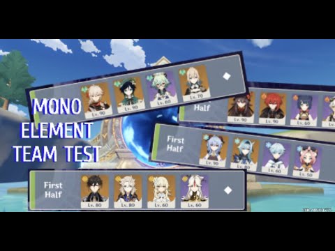 mono element team test (pyro, anemo, geo, cryo)