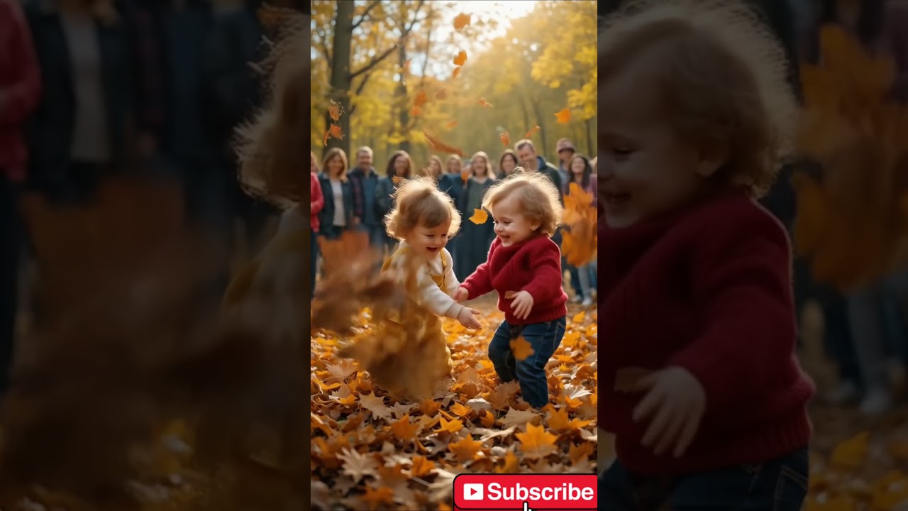 Autumn Leaf Battle – Adorable Toddlers Lost in a Pile of Fun!#AutumnLeafBattle #AdorableToddlers