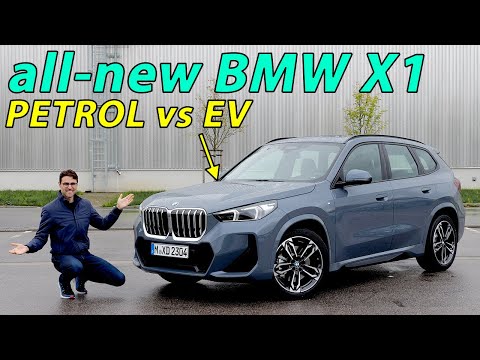 all-new 2023 BMW X1 driving REVIEW - 23i petrol vs iX1 EV car comparison