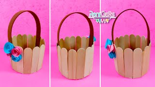 How to Make a Basket with Popsicle Sticks EASY DIY 😍