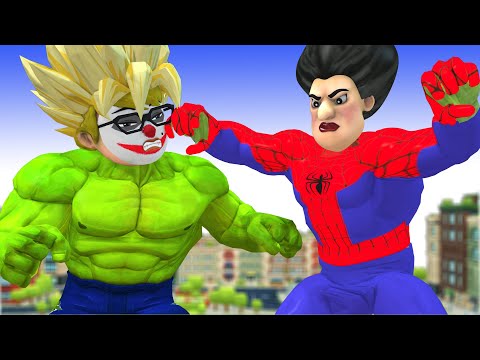 Scary Teacher 3D Miss T Transform Spider Man Troll Family Giant NickHulk Challenge with Superheroes