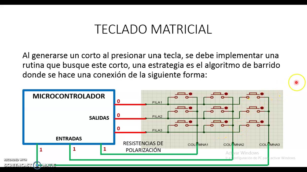 Teclado matricial y algoritmo de barrido