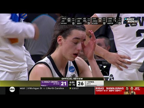 🫣 Caitlin Clark HIT In FACE, Intentional Foul Called | NCAA Tournament, Iowa Hawkeyes vs Holy Cross
