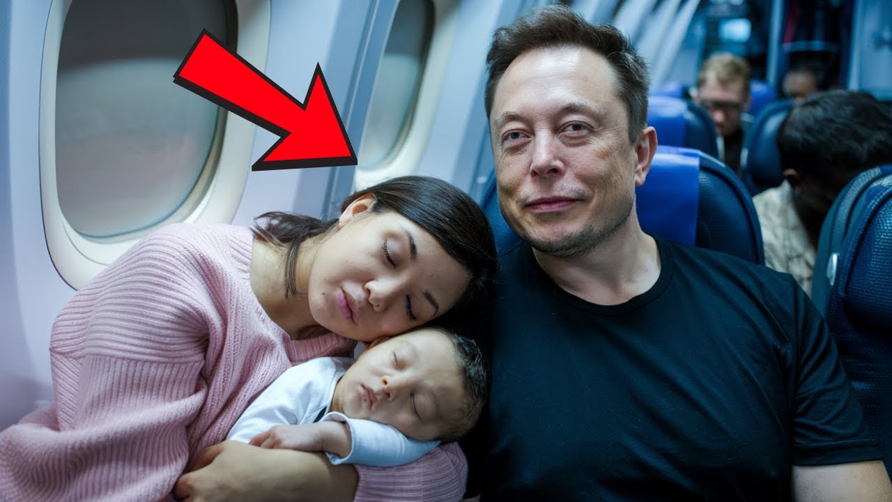 Poor Girl With her Baby Falls Asleep On A Elon Musk's Shoulder On A Flight, But Wakes Up Shocked.