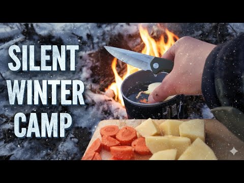 Solo Frozen Lake Camping & Perch Fishing | ASMR No Talking