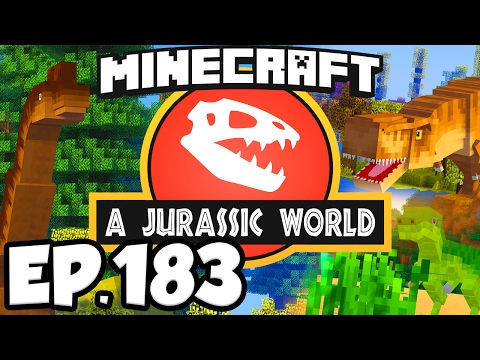 Jurassic World: Minecraft Modded Survival Ep.183 - NEW DINOSAURS AREA & FOSSIL MINE (Dinosaurs Mods)