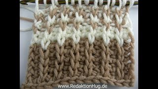 Tunisian Crocheting - Ribbed Pattern - 1 Side Stitch, 1 Purl Stitch