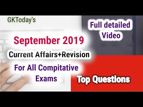 September 2019 Full Detailed Current Affairs[English] | Compilation of Daily Videos