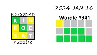 2024 JAN 16 - Wordle 941 Solve