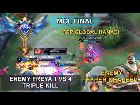 HARD GAME ! MCL FINAL - ENEMY OP FREYA (8% HP) 1 VS 4 ! 131 HYPER KHALEED VS 122 - TOP GLOBAL HANABI