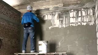 สกิมโค้ทแบบประหยัด เร็ว และได้ผิวที่เรียบเนียนบนผนังอิฐมวลเบา