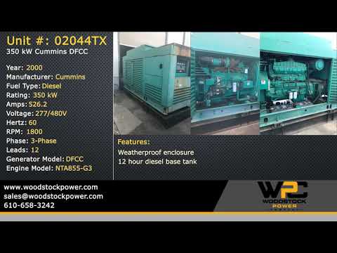 02044TX - 350 kW Cummins DFCC Diesel Generator