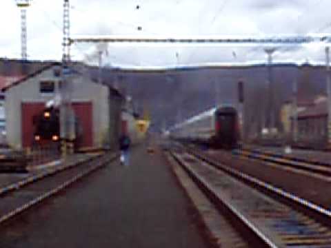 Class 371 with EC train arriving at Děčín (CZ)