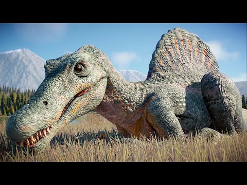 2x TYRANNOSAURUS REX vs 2x SPINOSAURUS (DINOSAURS BATTLE) - Jurassic World Evolution 2