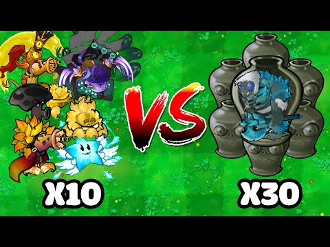 10 Plant Random VS 30 Zombie Vases, Who Will Win? PVZ Hybrid Challenge V3.0