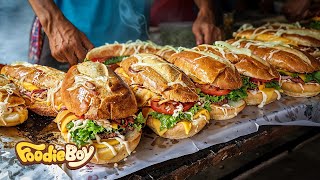 Laos Street Food Compilation! Most Famous Food(Burger, Sandwich, Roti)