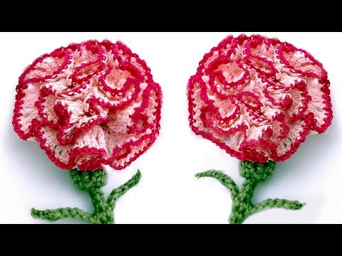 Crochet Carnation Flower Very Easy Tutorial/ English Subtitles