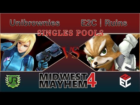 Midwest Mayhem 4  SINGLES POOLS - Unibrownies (Zero Suit Samus) vs E2C | Ruins  (Fox)