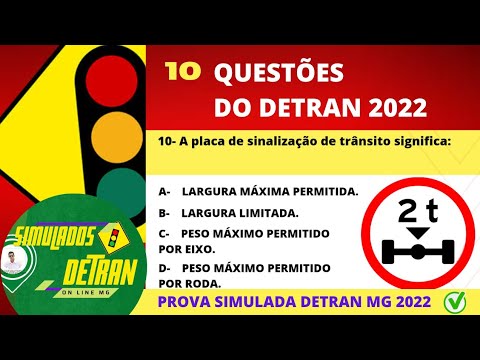 QUESTÕES DE REVISÃO DO DETRAN 2022 + DICAS - PROVA SIMULADA DO DETRAN MG 2022 - PROVA DO DETRAN 2022