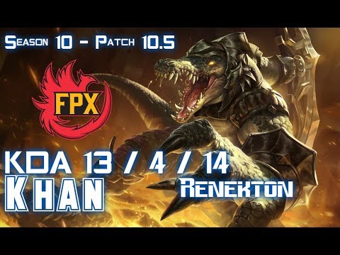 FPX Khan RENEKTON vs LUCIAN Mid - Patch 10.5 KR Ranked