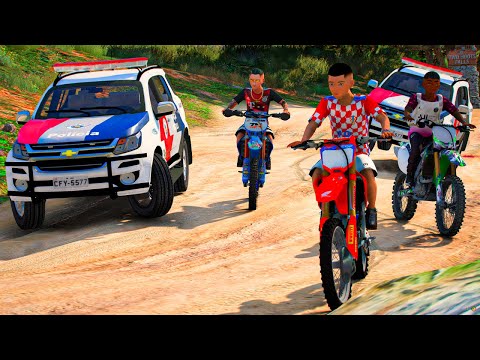 GTA V: VIDA REAL | FUGINDO DA POLICIA NA TRILHA DE MOTO COM MEUS AMIGOS🔥