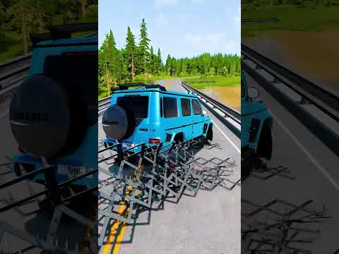 Cars vs 100 Police Spike Strip 🚗 #shorts