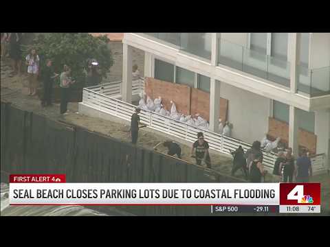 Powerful surf pounds Long Beach and Seal Beach
