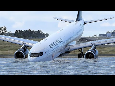 A330 Gear Failure, Emergency Landing, Runway Overrun, Compilations