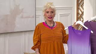 LOGO by Lori Goldstein 100% Cotton Top with Pintucks on QVC