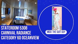 Cabin Tour of Stateroom 5308 on Carnival Radiance, A category 6D Oceanview
