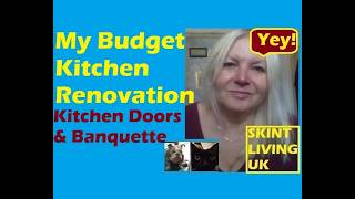 budget kitchen renovation | cabinet doors hung & panelling banquette bench DIY to save money #diy